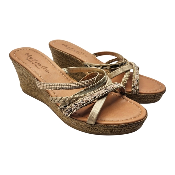 Mariella Animal Print Strappy Wedge Sandal Size 8 - Picture 1 of 8